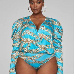 #5❤️ Brand new Fashion to Figure Pamela Chain Print Bodysuit